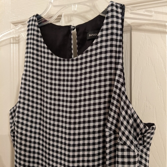 Banana Republic Monochromatic Gingham Dress Asymmetrical Petite 0 Like New - Picture 3 of 5